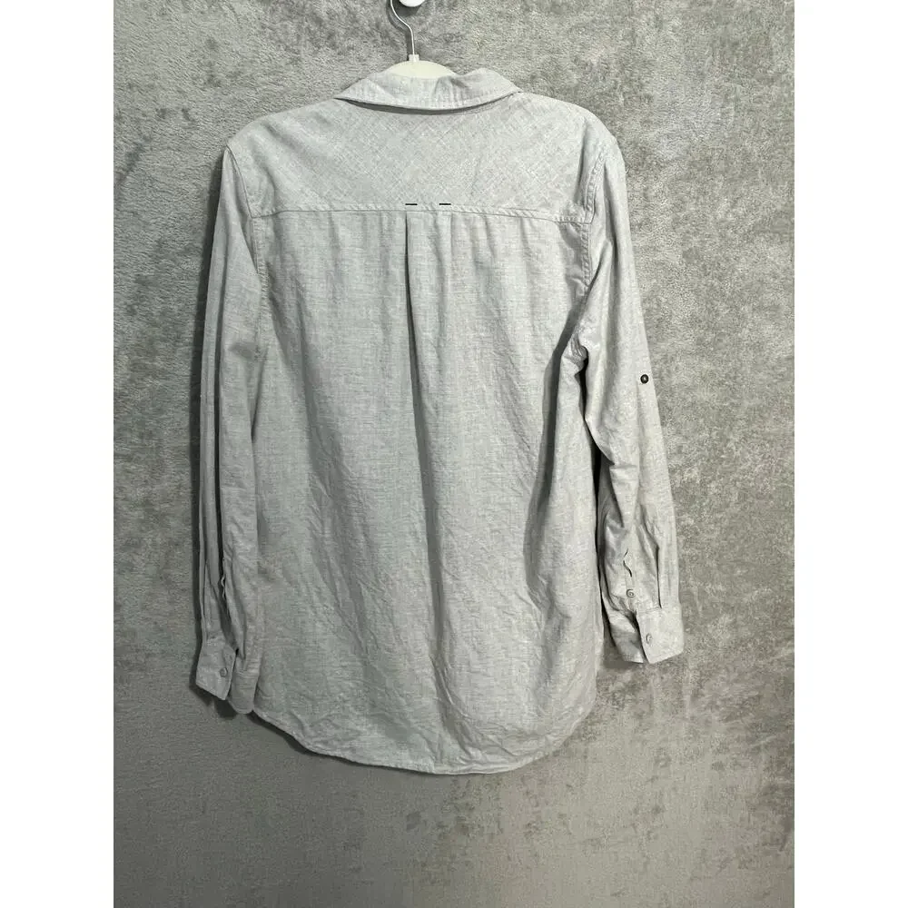 Stio Womens Button Down Shirt XL Gray Minimalist Work Wear Soft Cotton